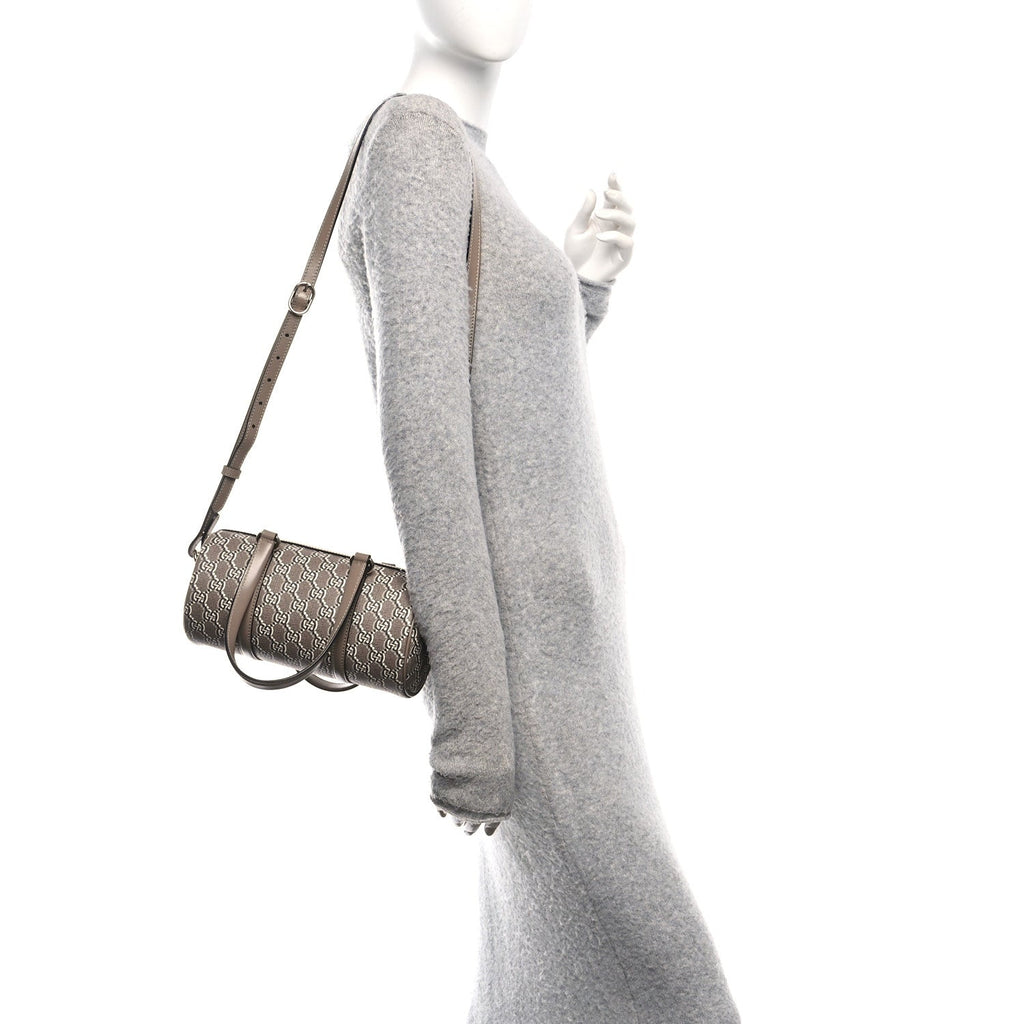 Gucci GG Shadow Monogram Ophidia Top Handle Bowler Bag Taupe