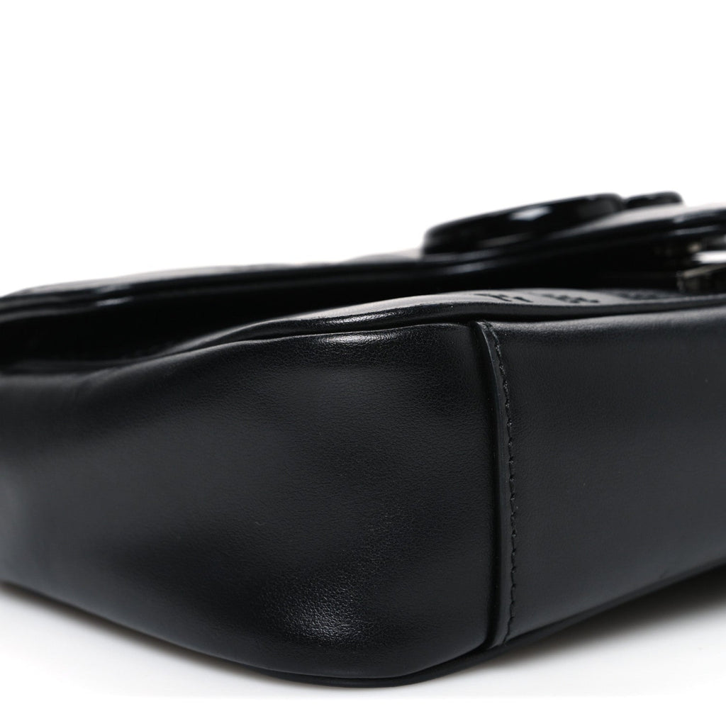 Gucci Calfskin Matelasse Monochrome Mini GG Marmont Shoulder Bag Black