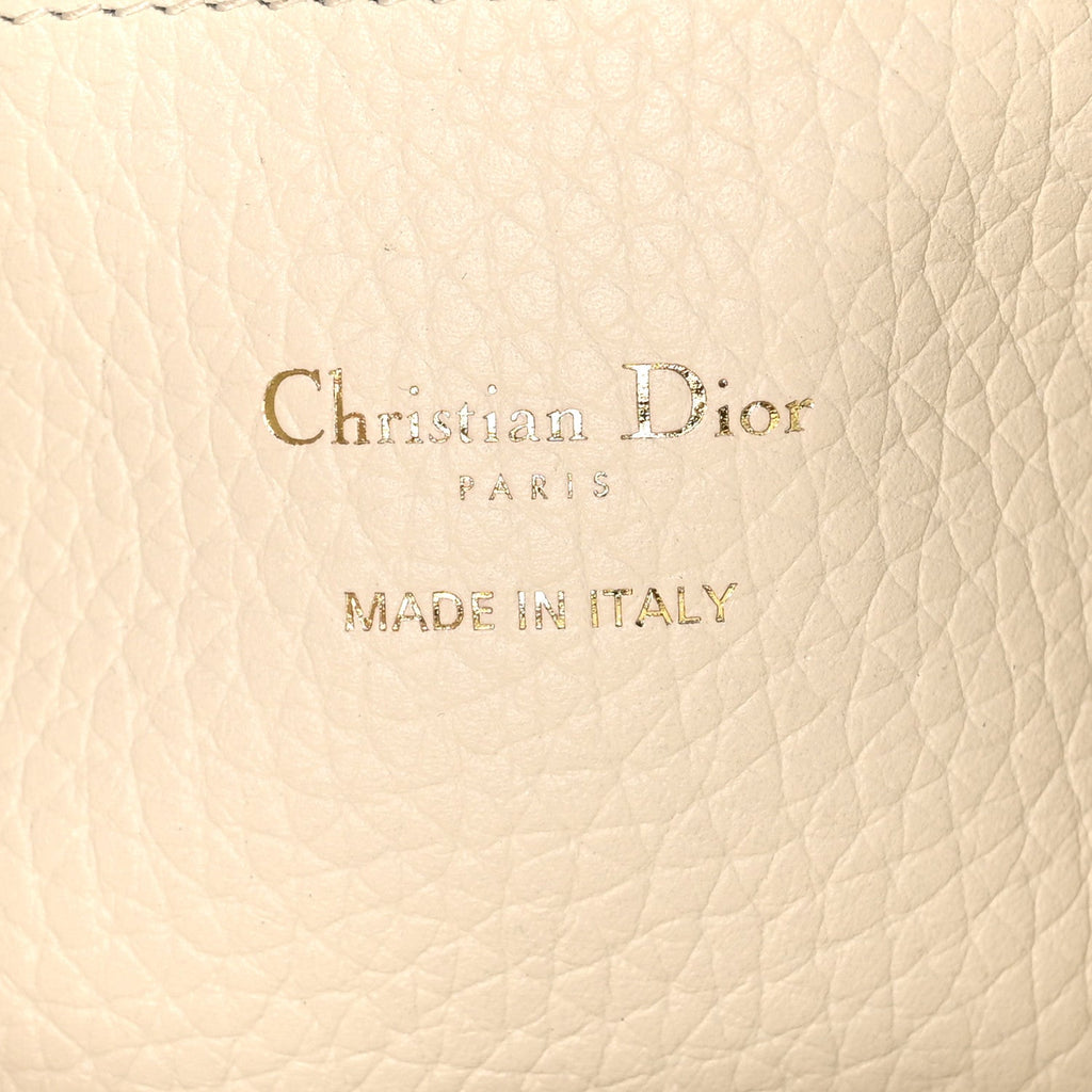 Christian Dior Calfskin Medium Signature Bucket Bag Latte