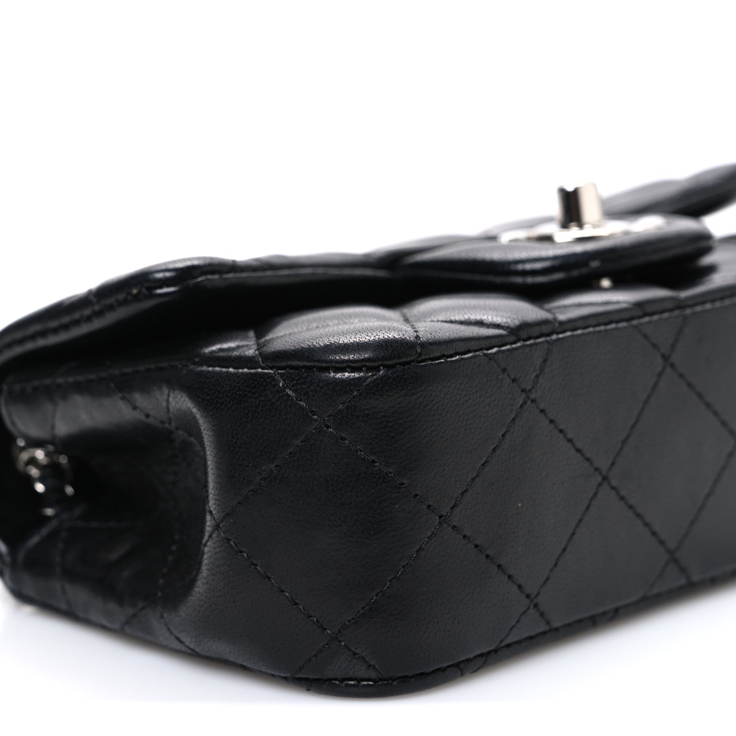 Chanel Lambskin Quilted Extra Mini Rectangular Flap Black