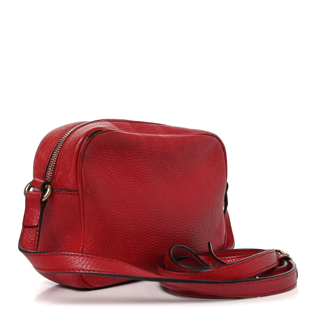 Gucci Pebbled Calfskin Small Soho Disco Bag Tabasco Red