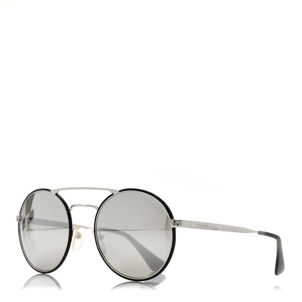 Prada Round Sunglasses SPR 51S Black Silver