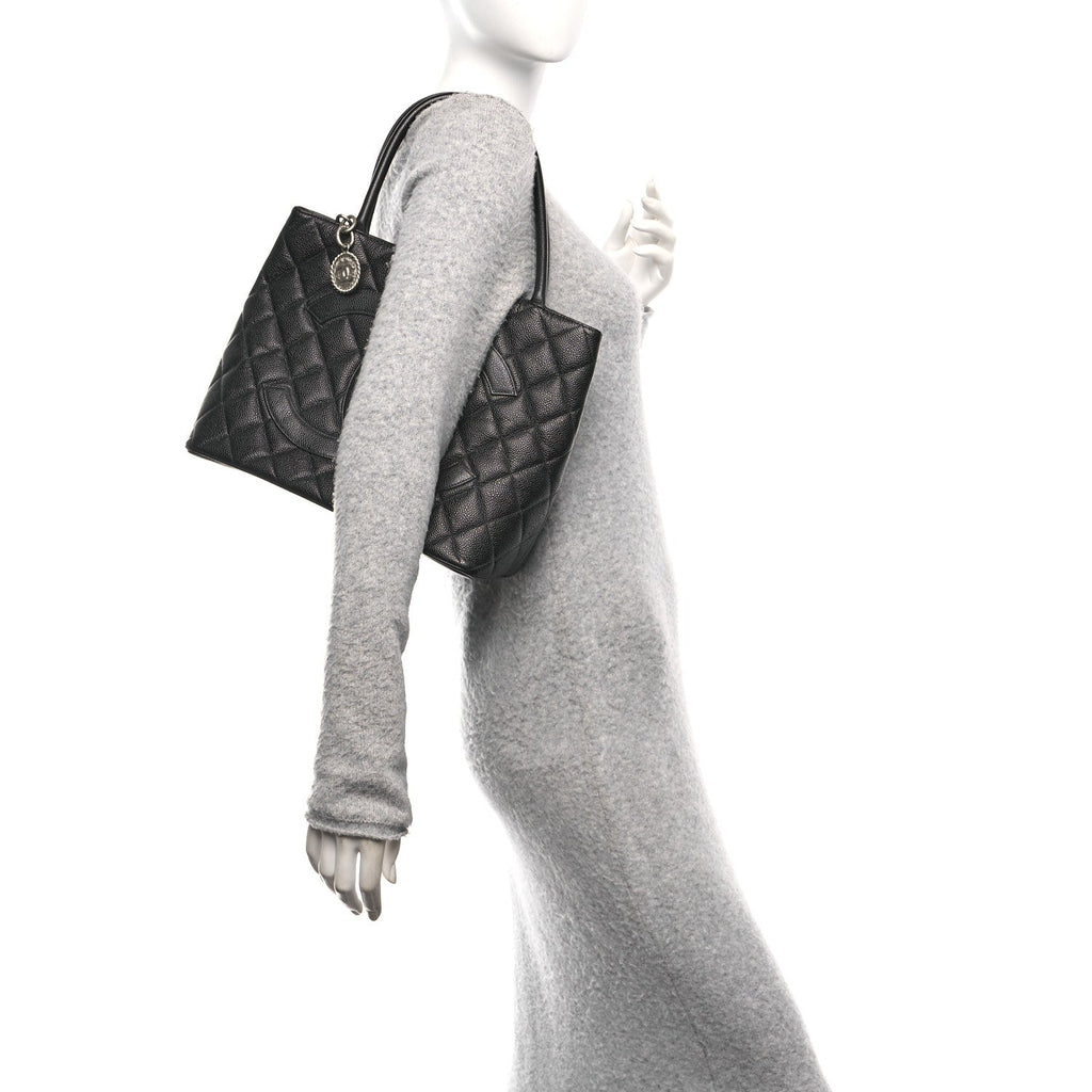 Chanel Caviar Quilted Medallion Tote Black