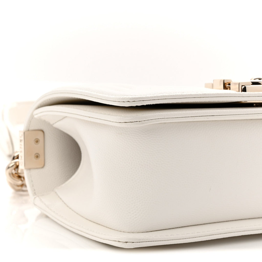 Chanel Caviar Quilted Small Boy Flap White