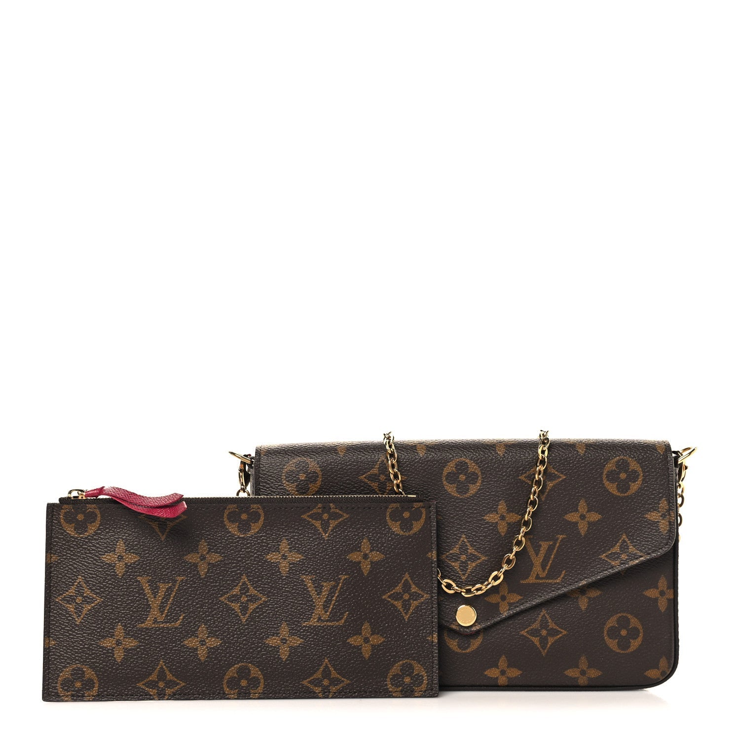 Louis Vuitton Monogram Pochette Felicie Chain Wallet Fuchsia