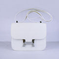 Hermes Constance Cowskin Leather Bag H017 white silver