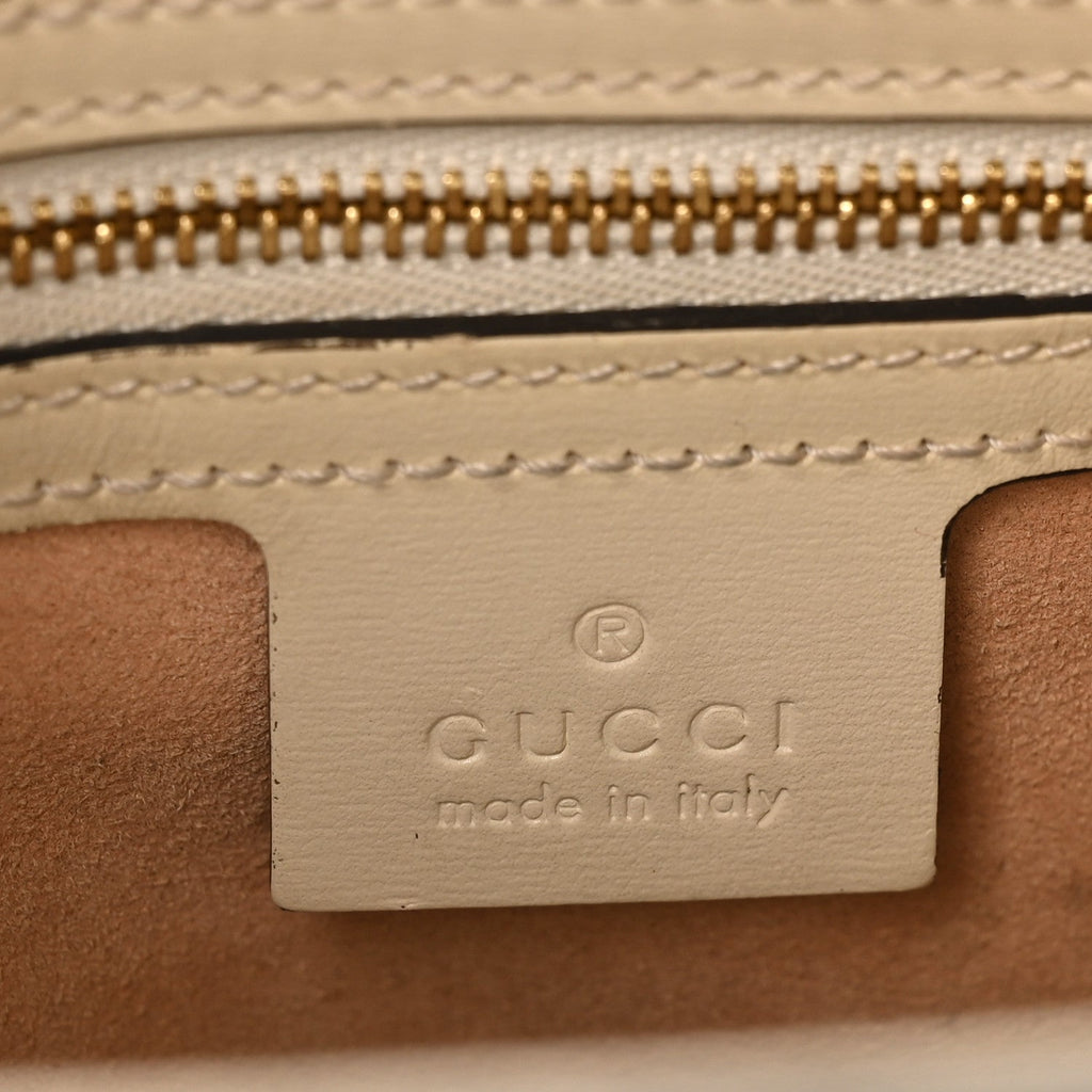 Gucci Boarded Plutone Calfskin Medium Jackie 1961 Tote Mystic White
