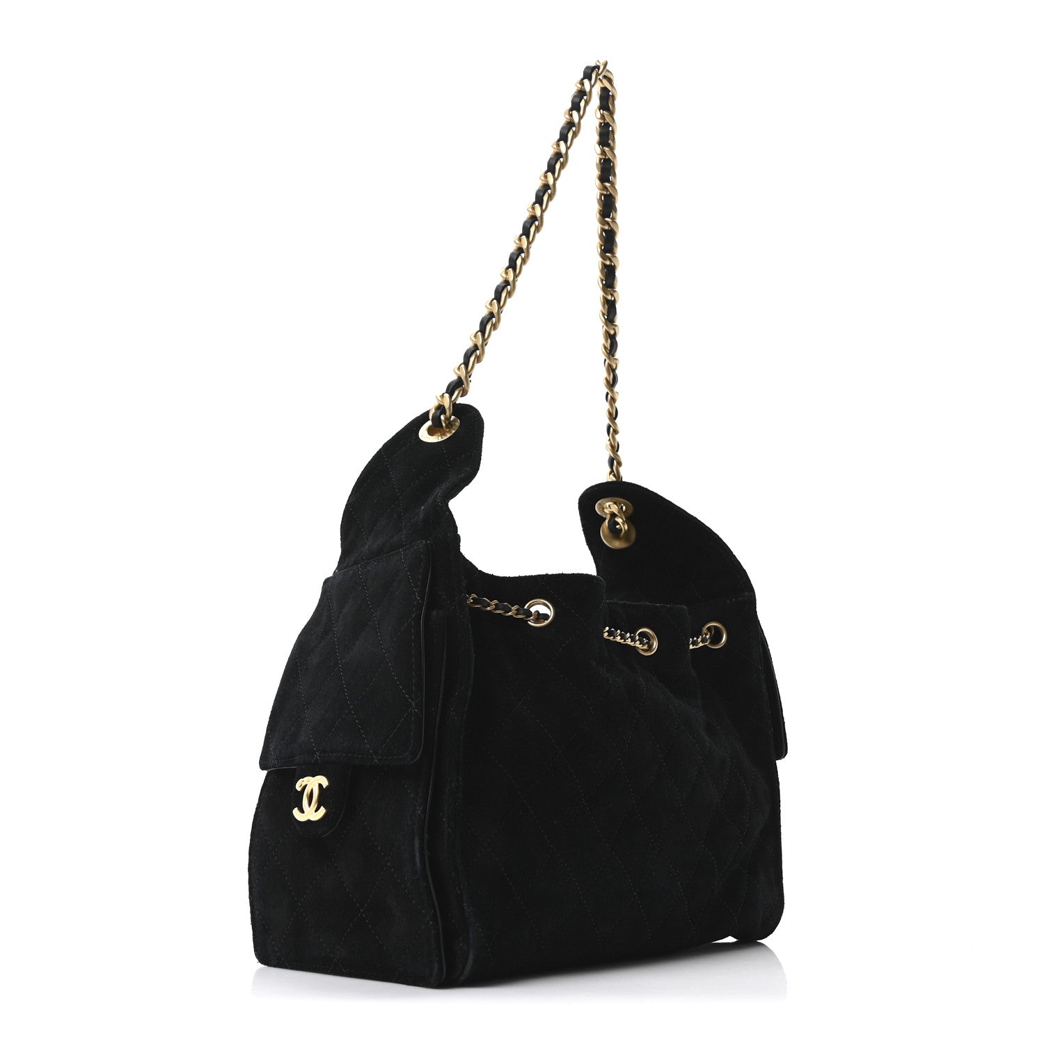 Chanel Suede Quilted Small Chanel 25 Handbag Black