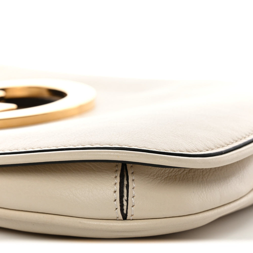 Gucci Roxy Calfskin Blondie Chain Shoulder Flap Bag Mystic White