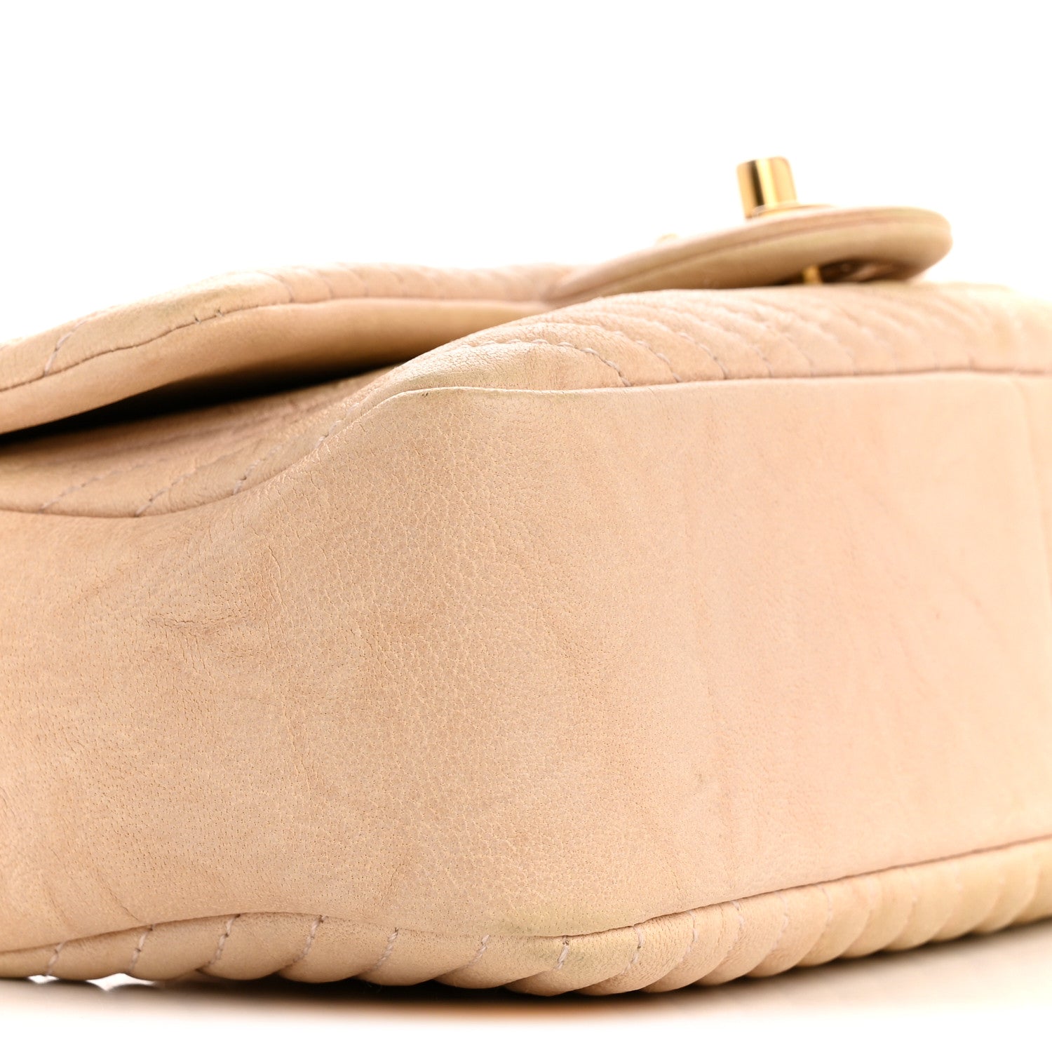 Chanel Calfskin Chevron Small Surpique Flap Beige
