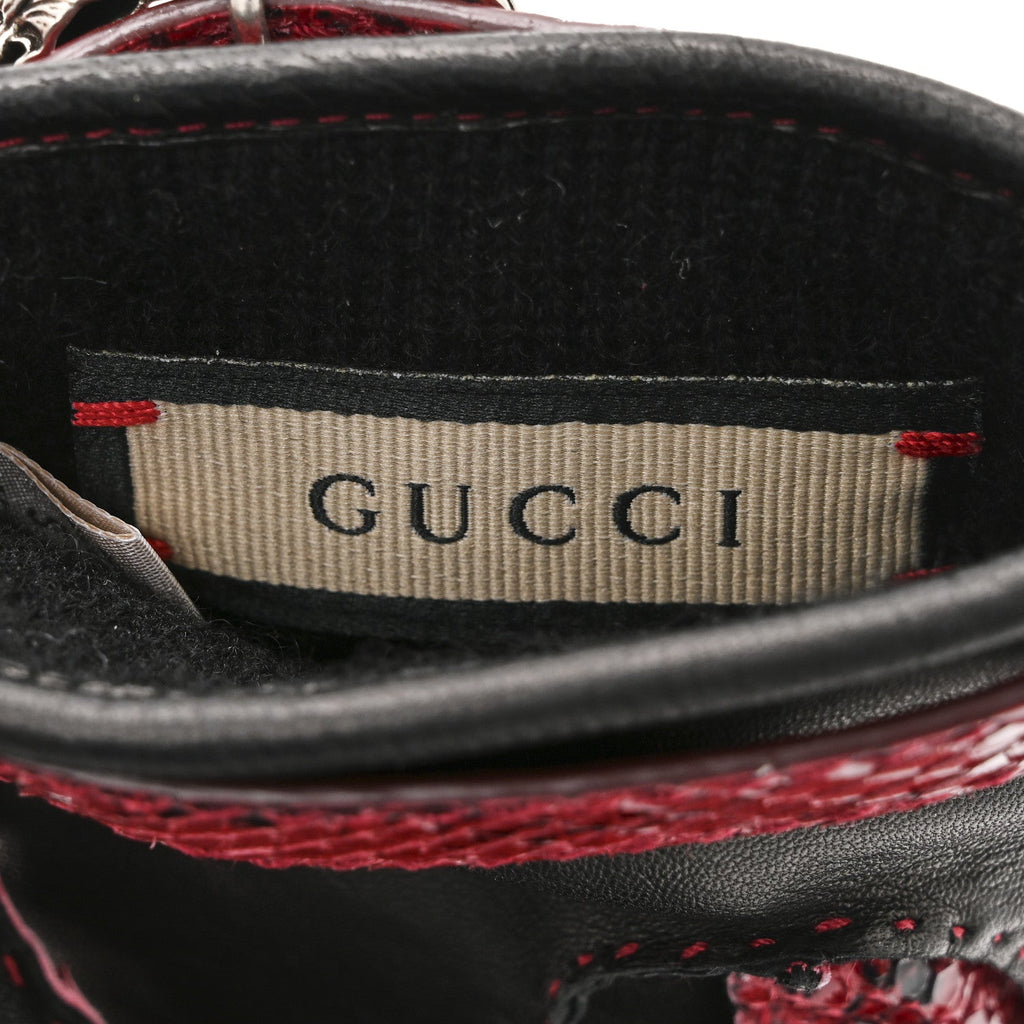 Gucci Snakeskin Lambskin Dionysus Gloves 6.5 Red