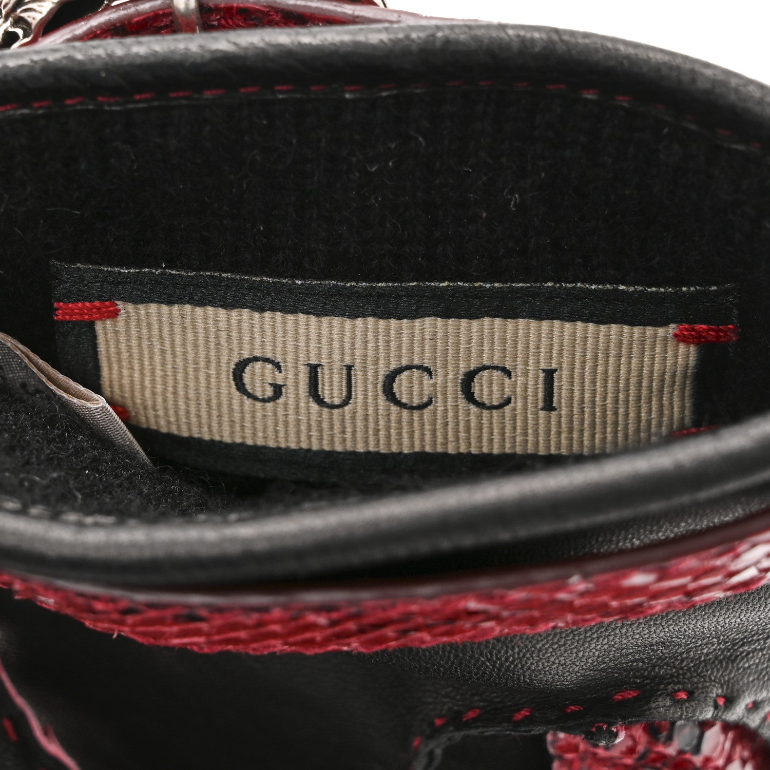 Gucci Snakeskin Lambskin Dionysus Gloves 6.5 Red