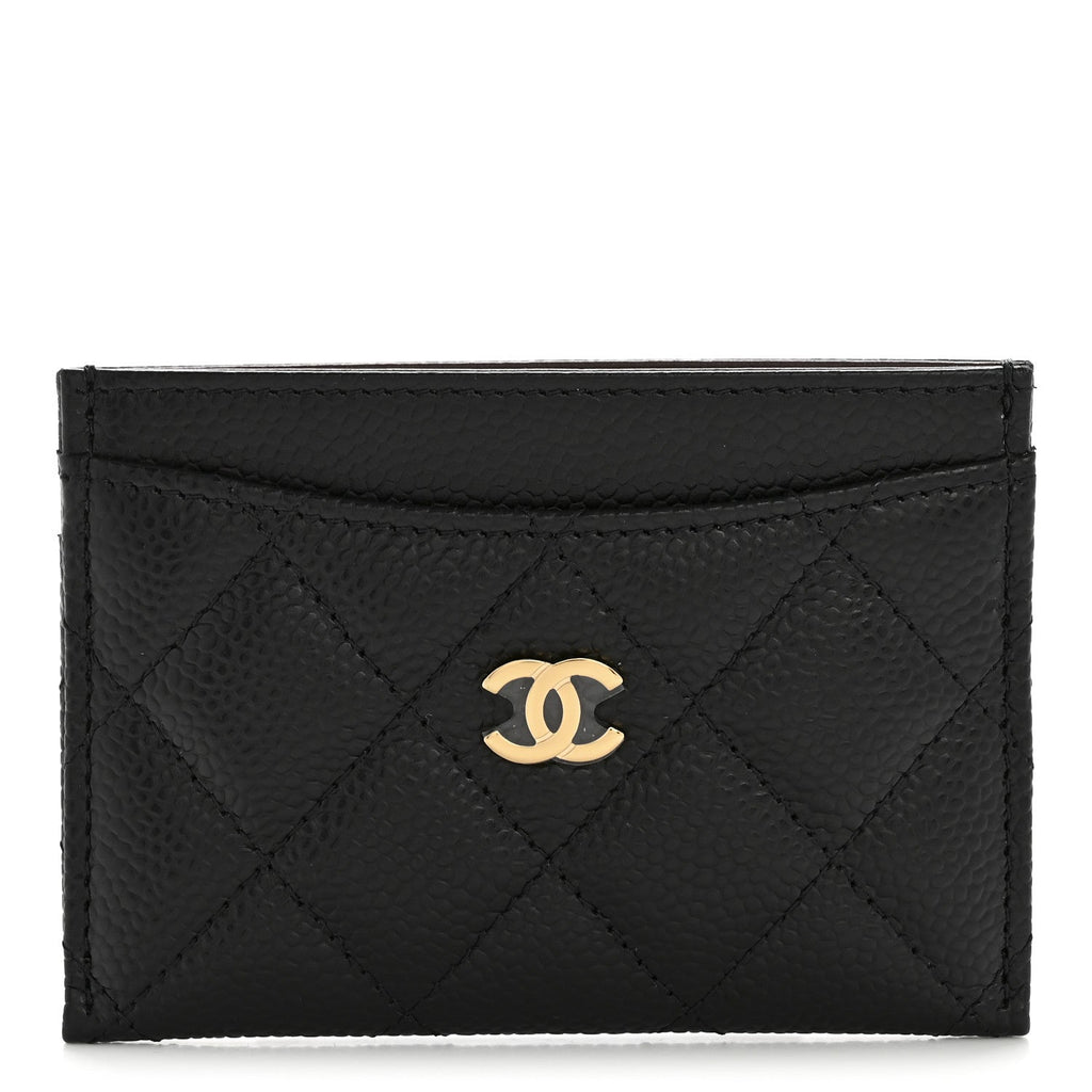 Caviar Quilted Card Holder Black