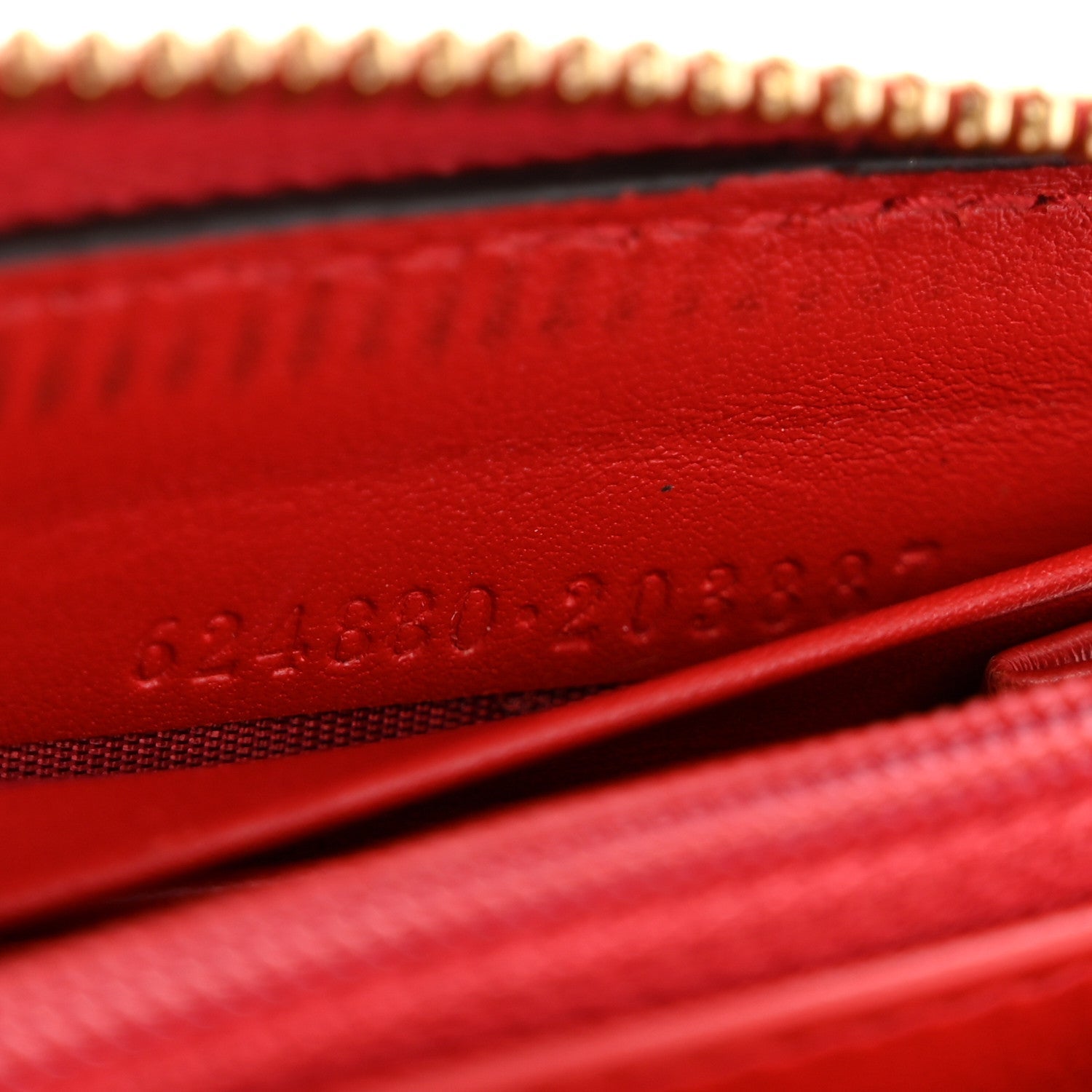 Gucci GG Supreme Monogram Apple Zip Around Wallet Beige Multicolor Lobster Red