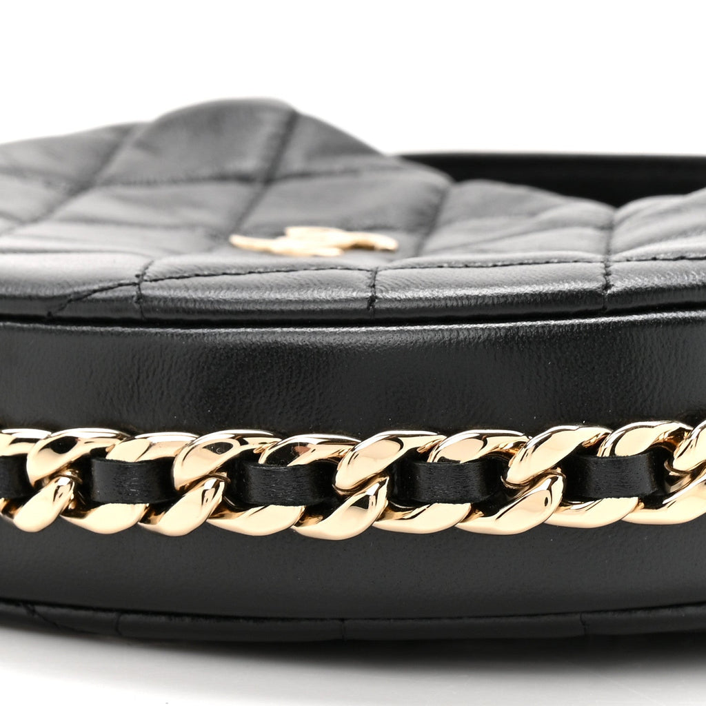 Chanel Lambskin Quilted Chain Around Pouch Black