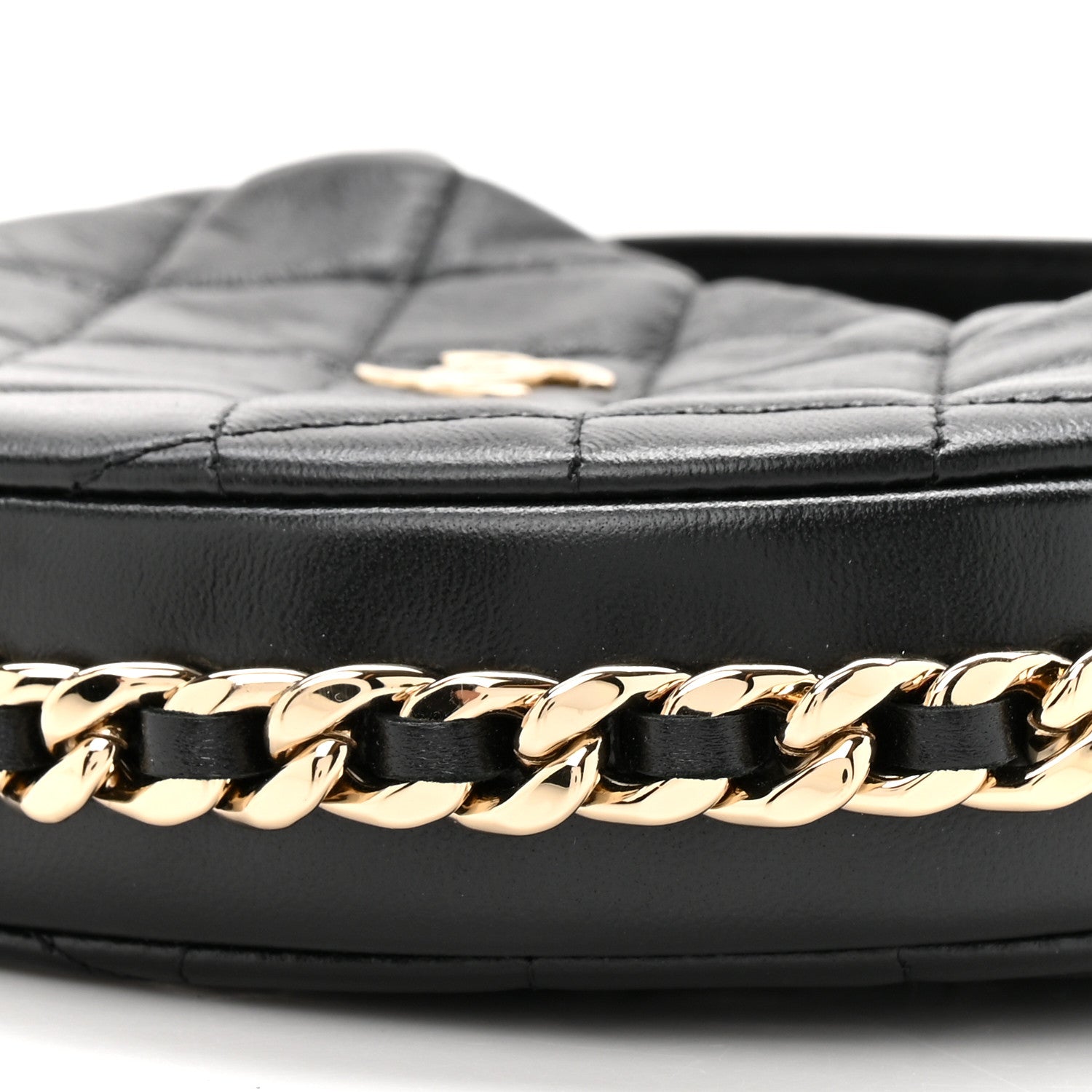 Chanel Lambskin Quilted Chain Around Pouch Black