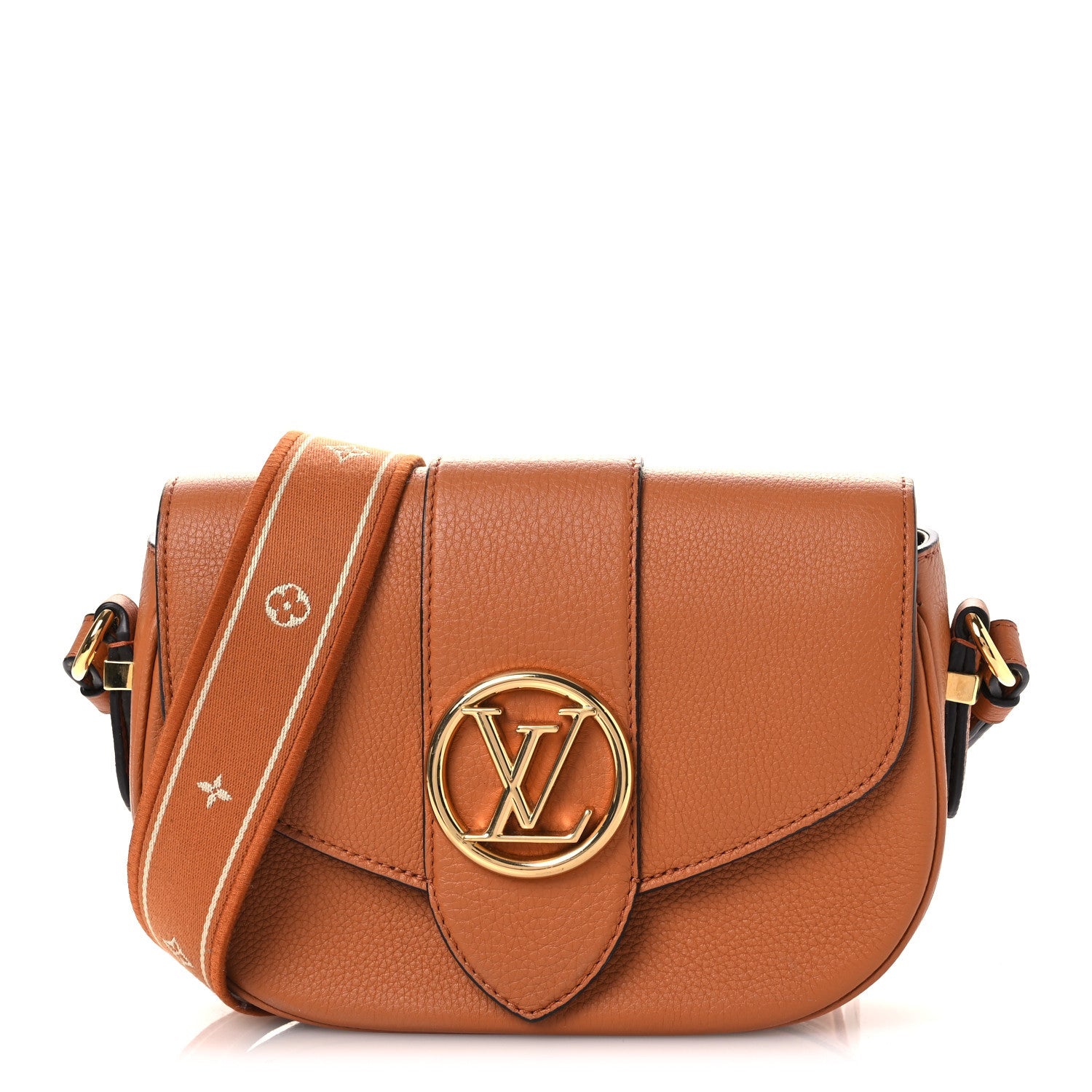 Louis Vuitton Grained Calfskin LV Pont 9 Soft MM Golden Siena