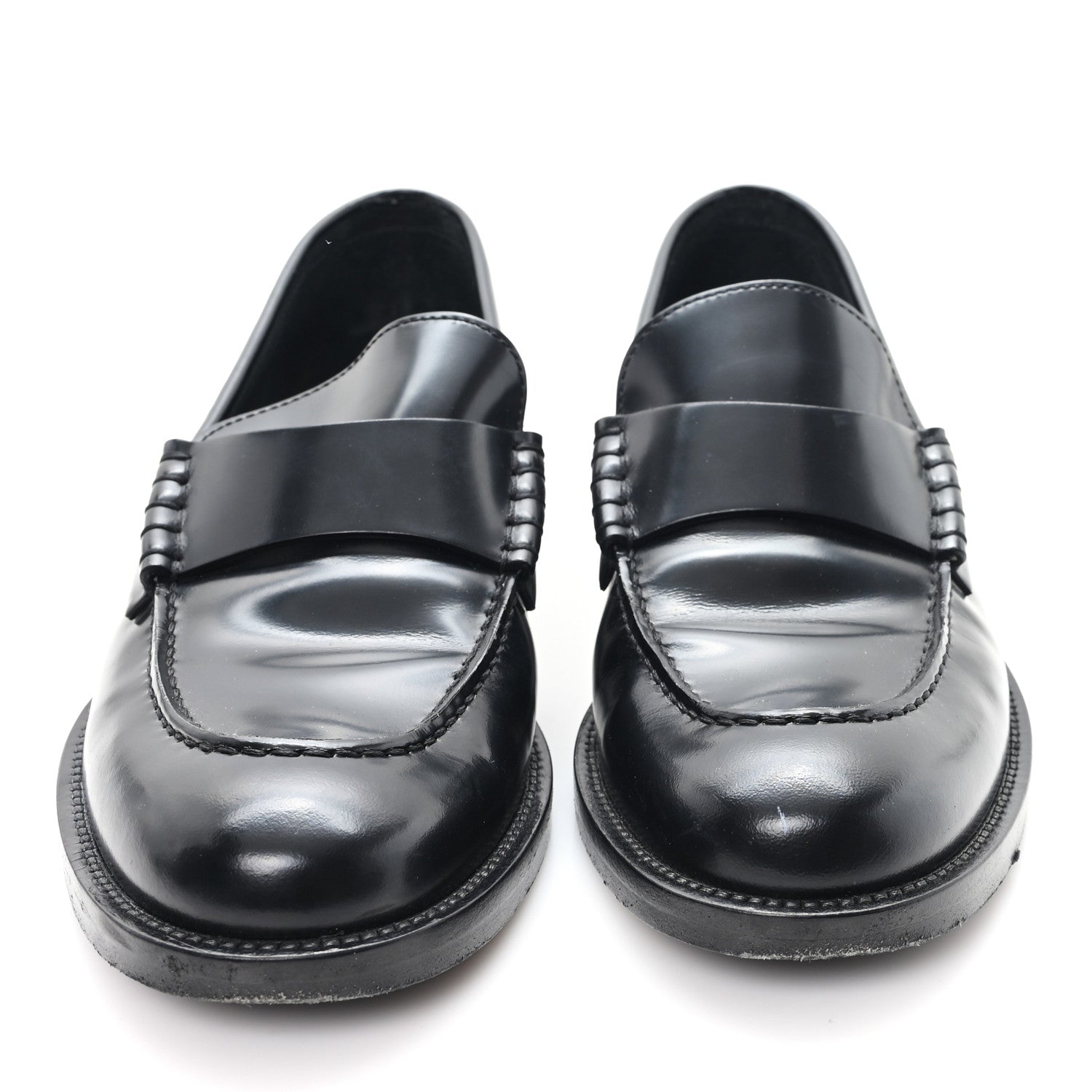 Chanel Shiny Calfskin Logo Loafers 38.5 Black