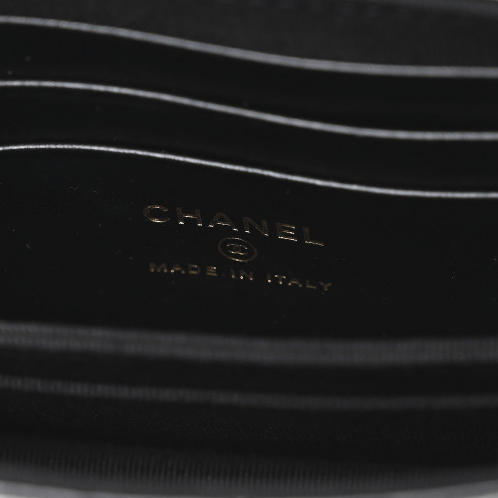 Chanel Lambskin Quilted Phone Holder Flap Black