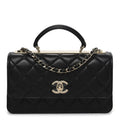 Chanel Lambskin Quilted Trendy CC Dual Handle Clutch With Chain Black