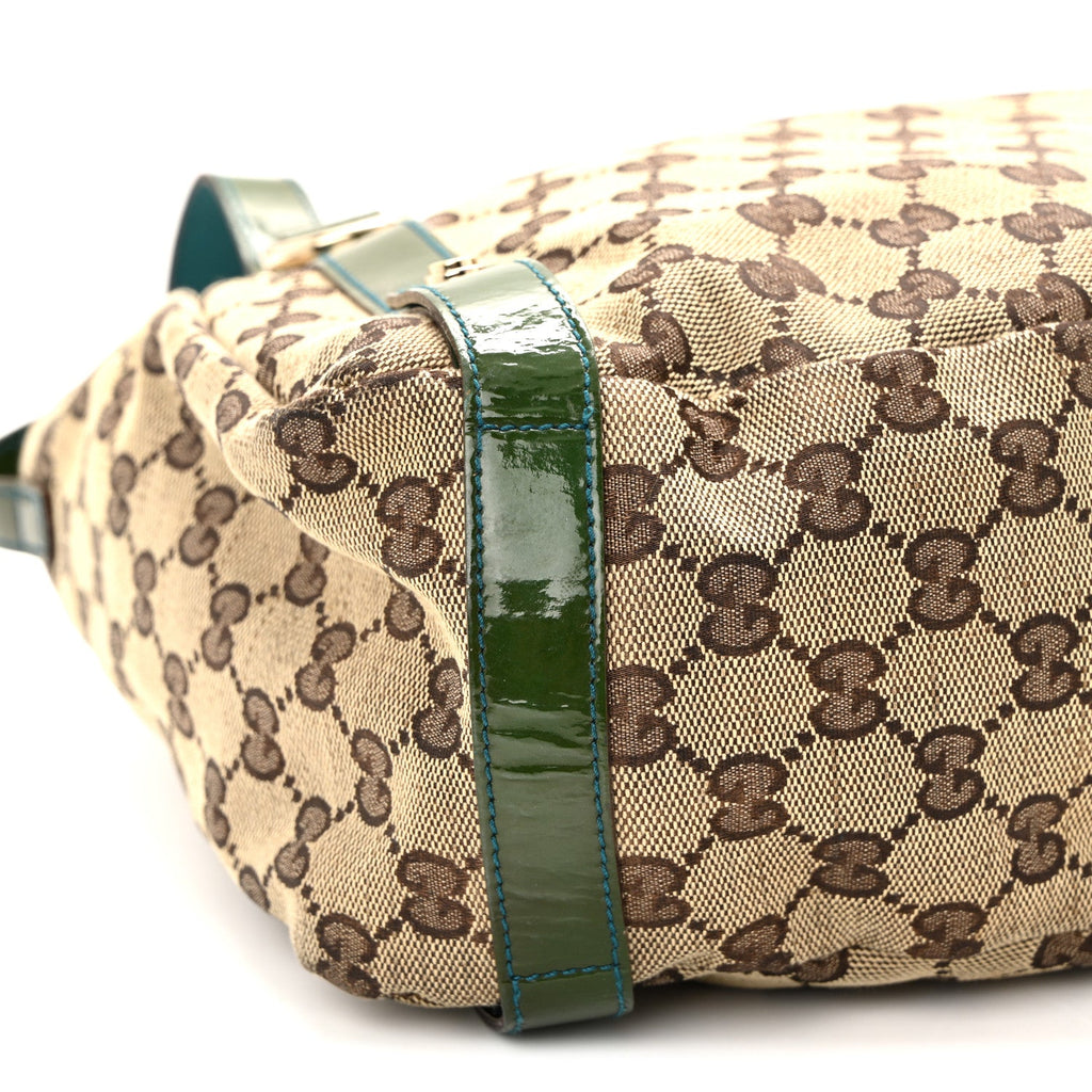 Gucci Monogram Patent Medium Abbey Shoulder Bag Blue