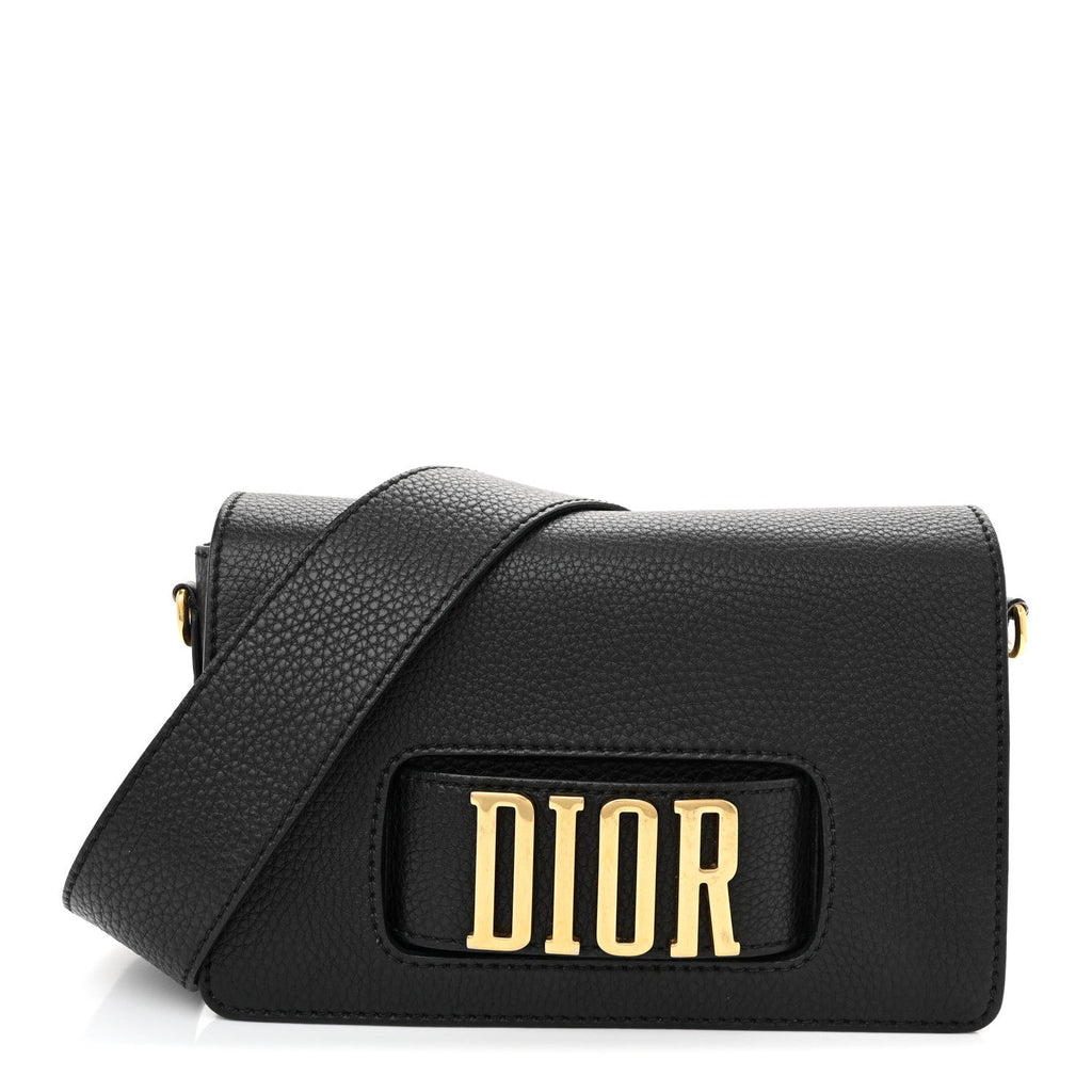 Christian Dior Grained Calfskin Dio(r)evolution Flap Bag Black