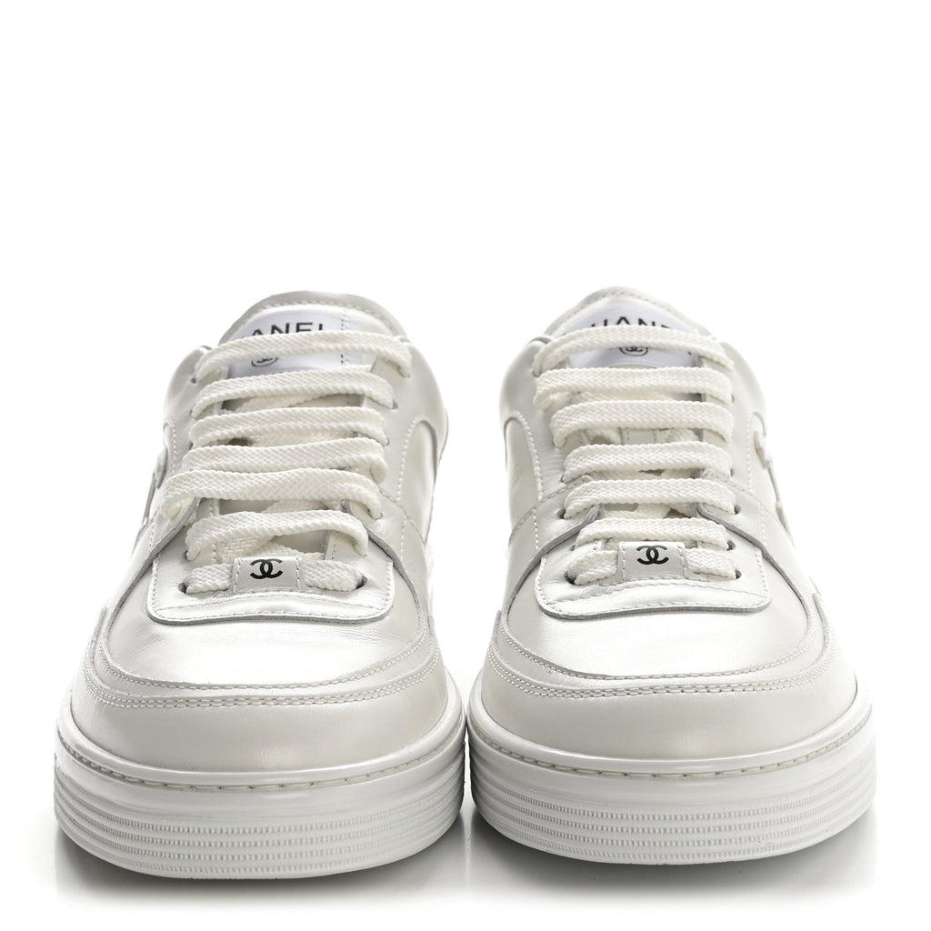 Calfskin Womens CC Sneakers 40 White
