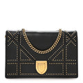 Christian Dior Calfskin Studded Diorama Wallet on Chain Pouch Black
