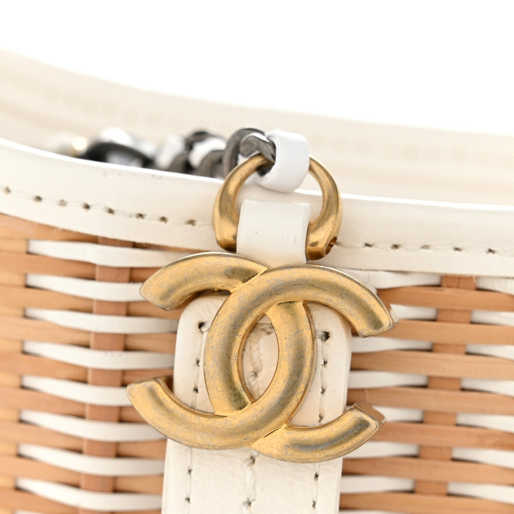 Chanel Rattan Calfskin Small Gabrielle Hobo Beige Ivory