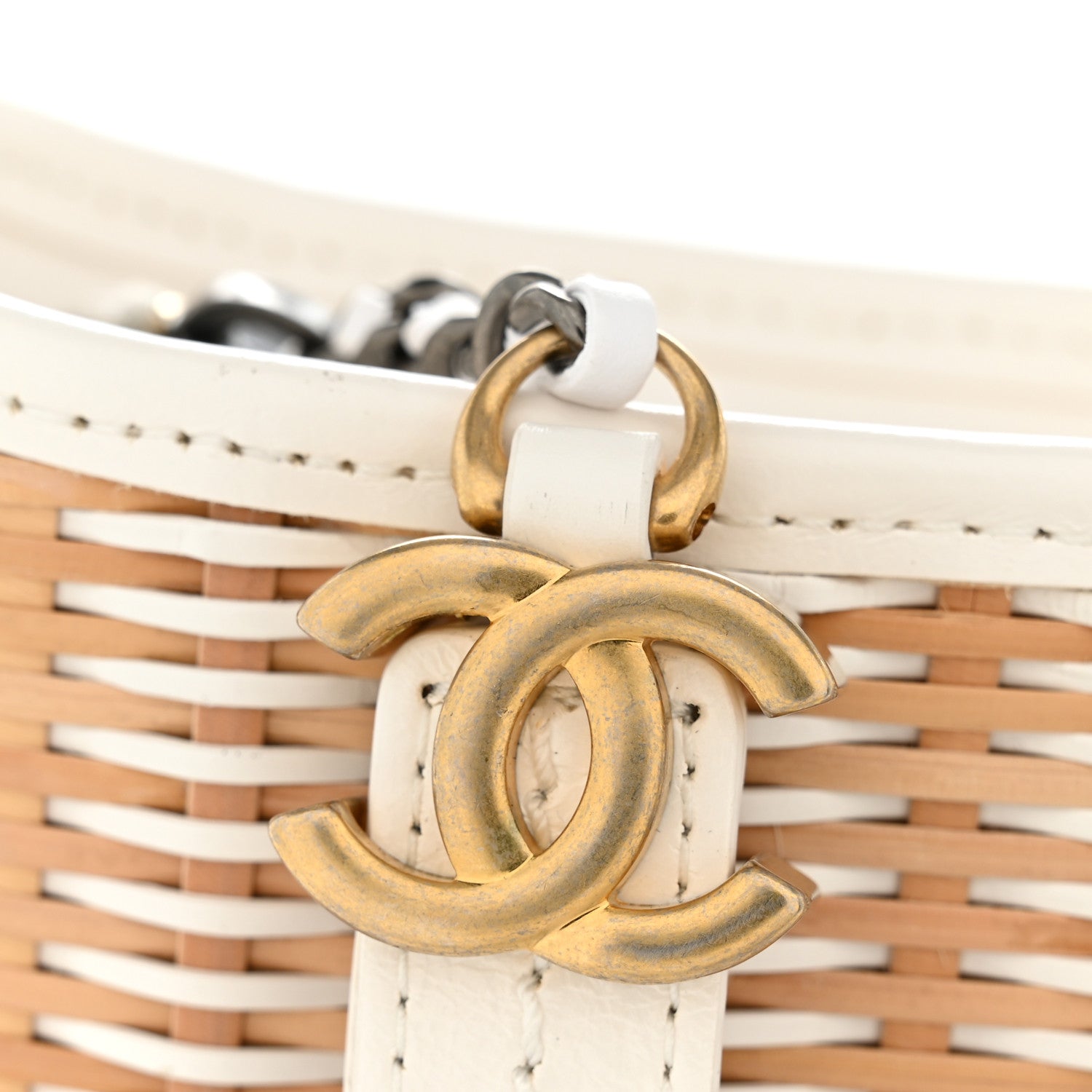 Chanel Rattan Calfskin Small Gabrielle Hobo Beige Ivory