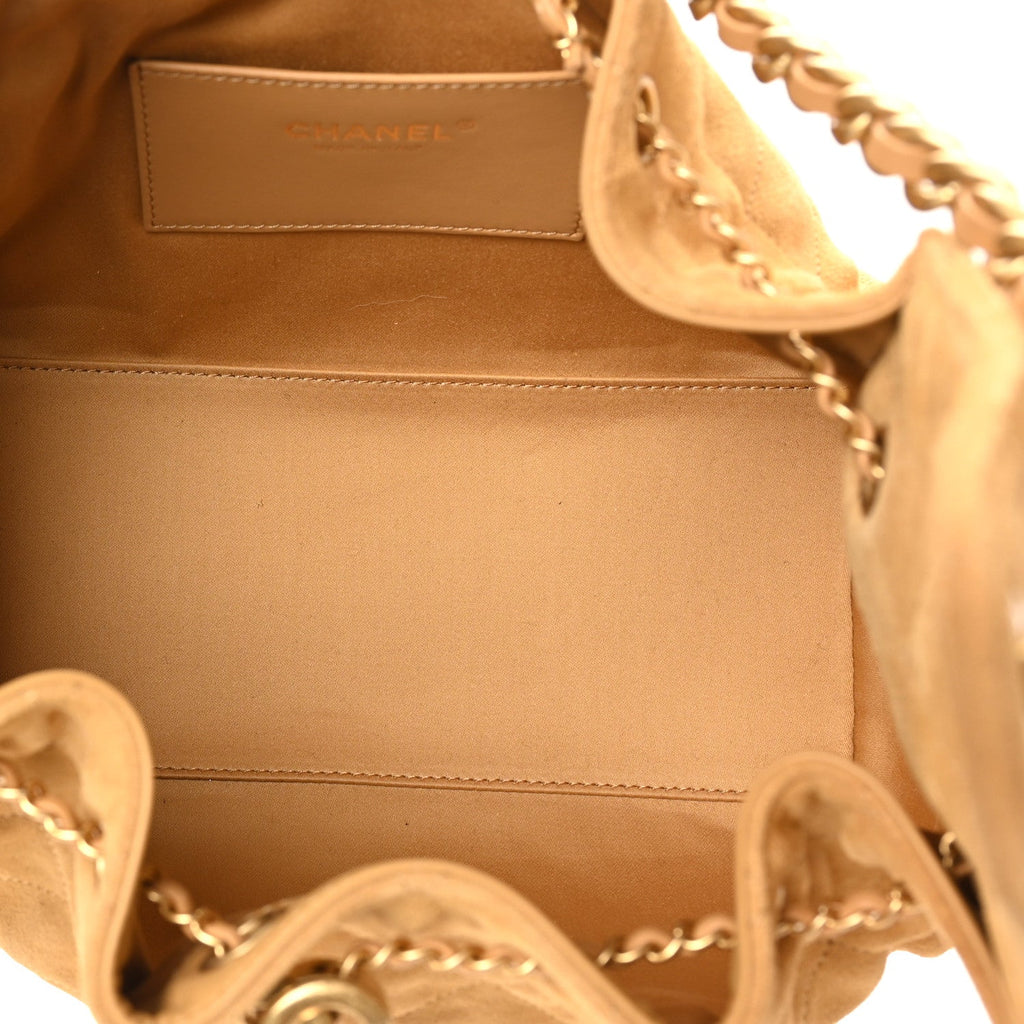 Chanel Suede Quilted Small Chanel 25 Handbag Beige