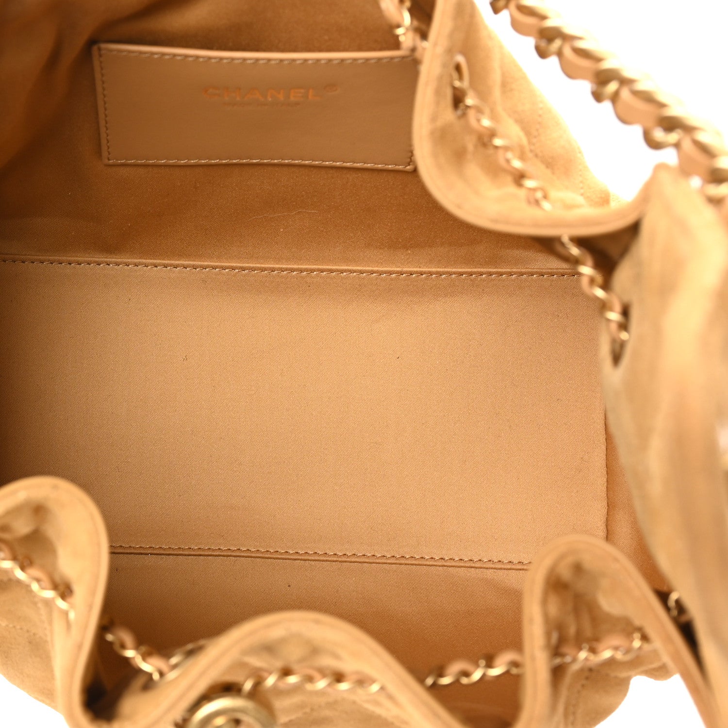Chanel Suede Quilted Small Chanel 25 Handbag Beige