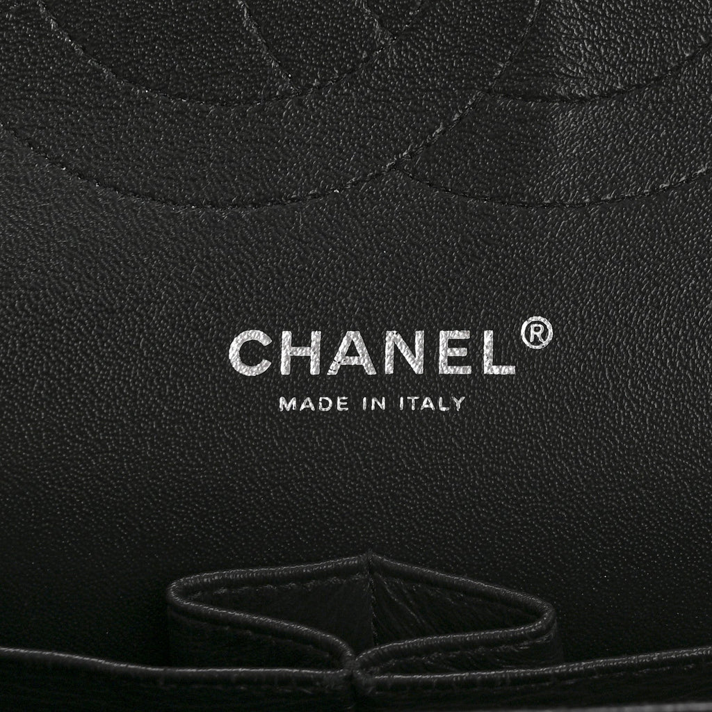 Chanel Shiny Crumpled Calfskin Quilted Jumbo Double Flap So Black