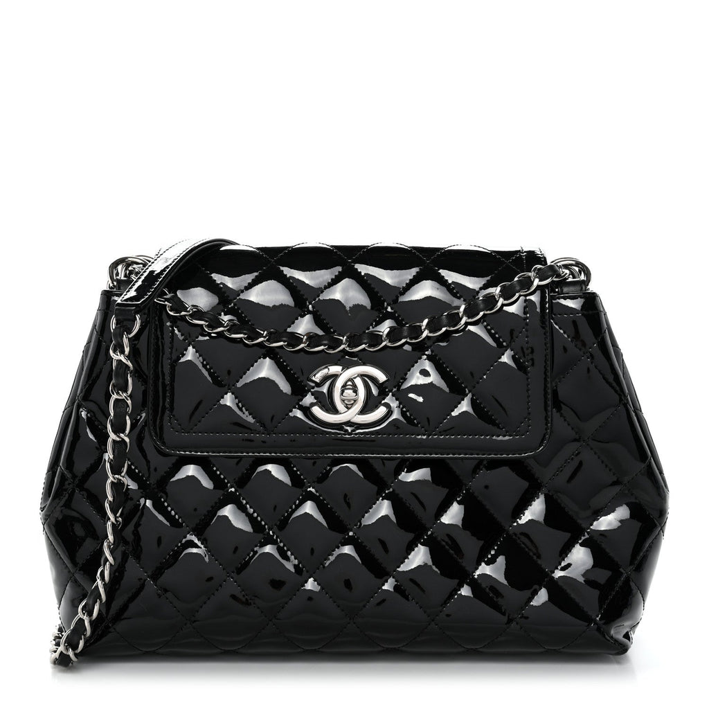 Chanel Patent Quilted Large Coco Shine Accordion Flap Black