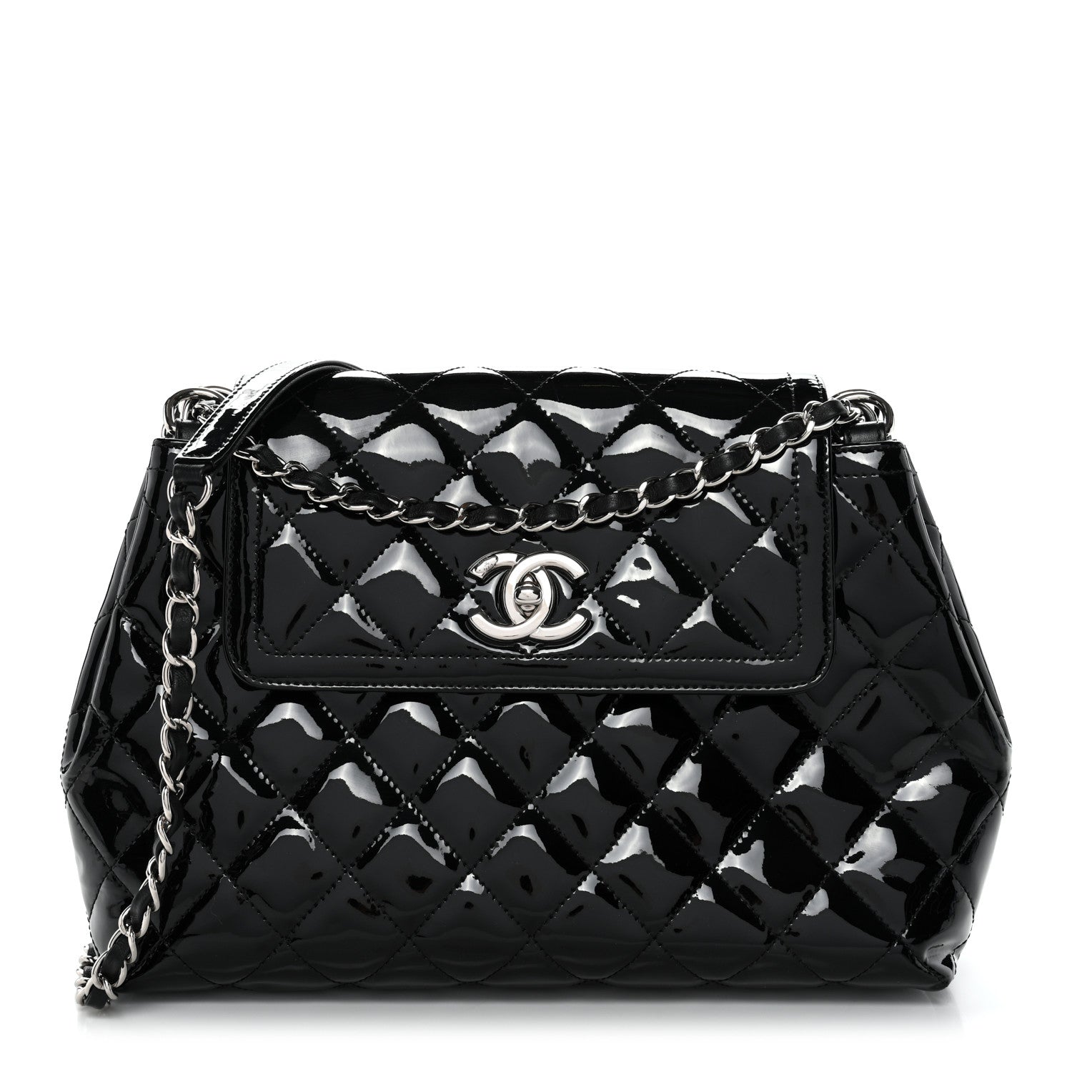 Chanel Patent Quilted Large Coco Shine Accordion Flap Black