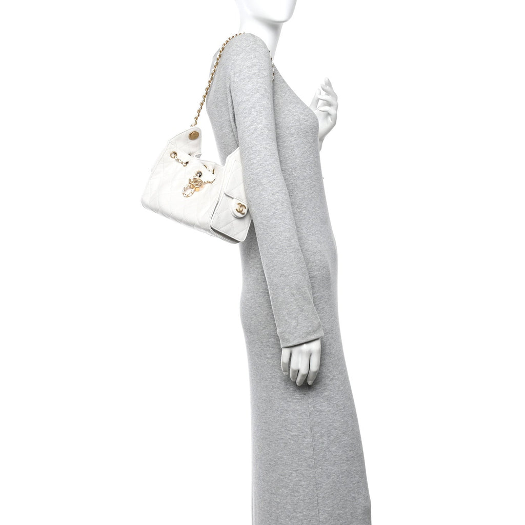 Chanel Caviar Quilted Mini Chanel 25 Handbag White