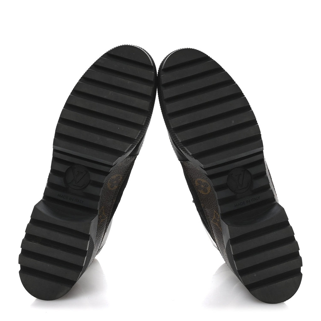 Louis Vuitton Suede Calfskin Monogram Laureate Platform Desert Boots 40.5 Black