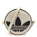 Gucci X ADIDAS Textured Dollar Calfskin Web Trefoil Logo Small Ophidia Round Shoulder Bag Off White Black