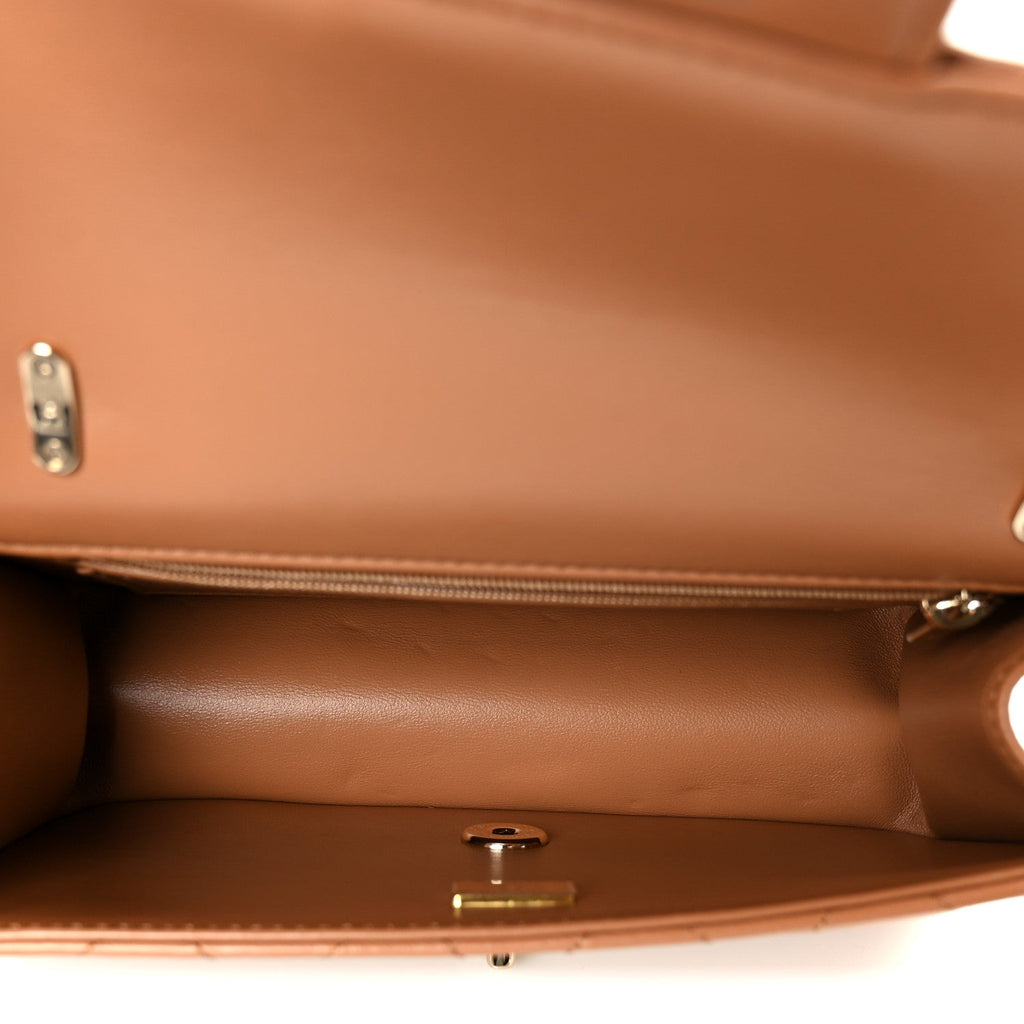 Chanel Shiny Lambskin Quilted Mini Flap Brown