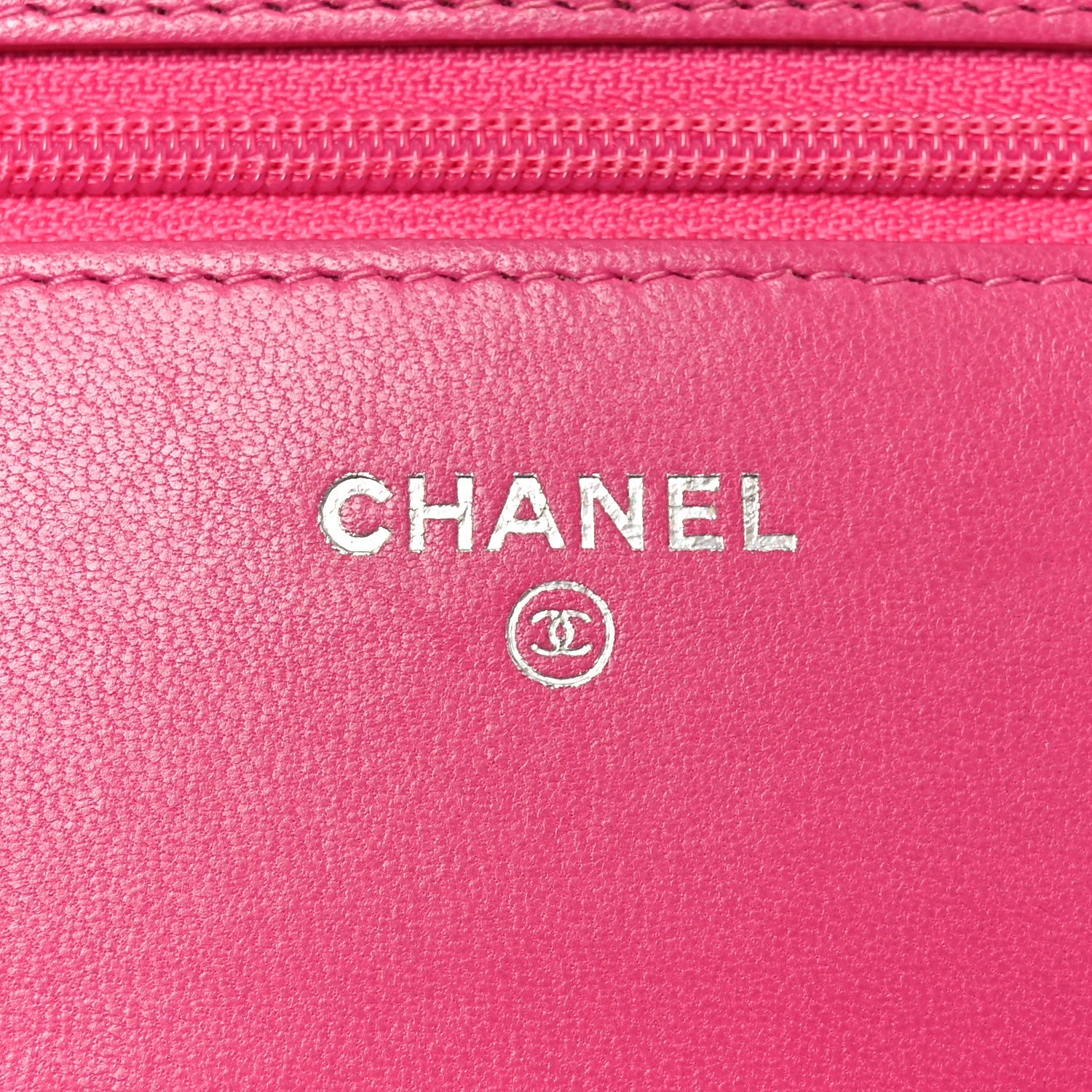Chanel Lambskin Quilted Wallet On Chain WOC Dark Pink