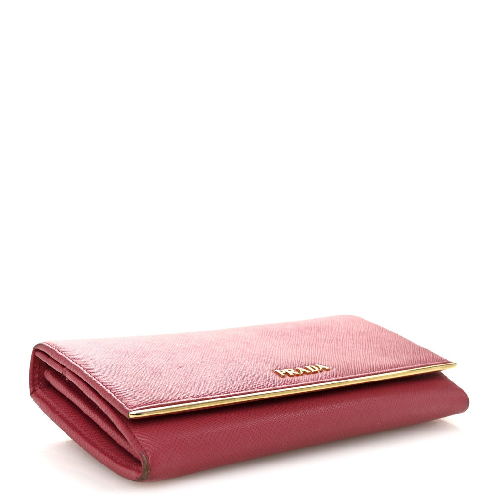 Prada Saffiano Metal Continental Flap Wallet Peonia