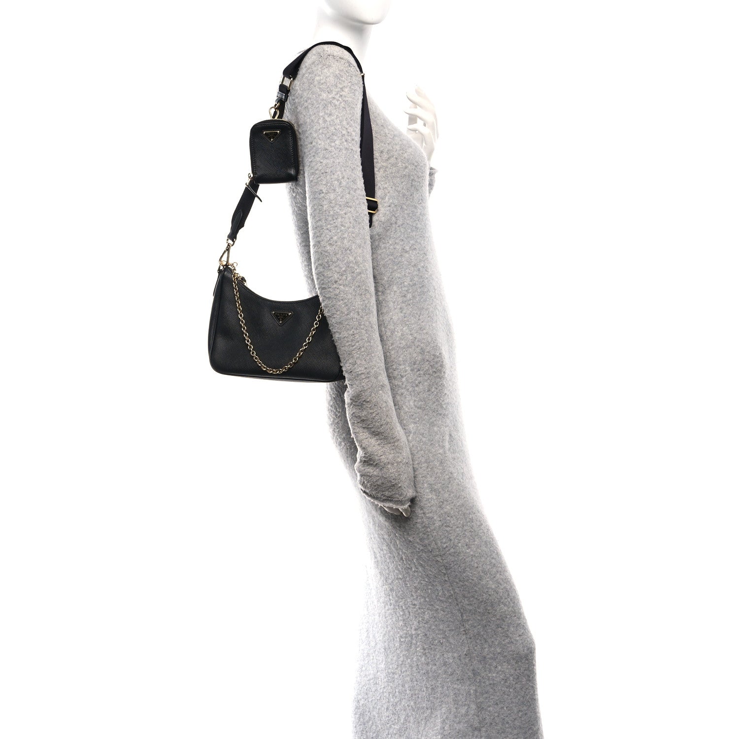 Prada Saffiano Lux Re-Edition 2005 Shoulder Bag Black