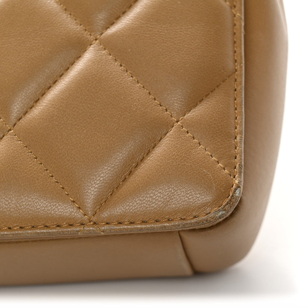 Chanel Lambskin Quilted Medium Diamond CC Flap Beige
