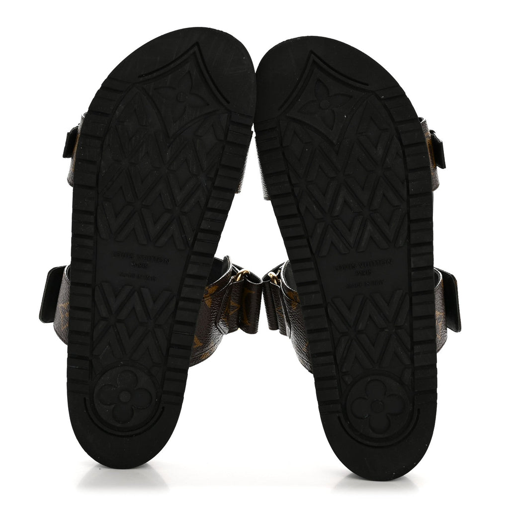 Louis Vuitton Monogram Bom Dia Mule Sandals 39 Black