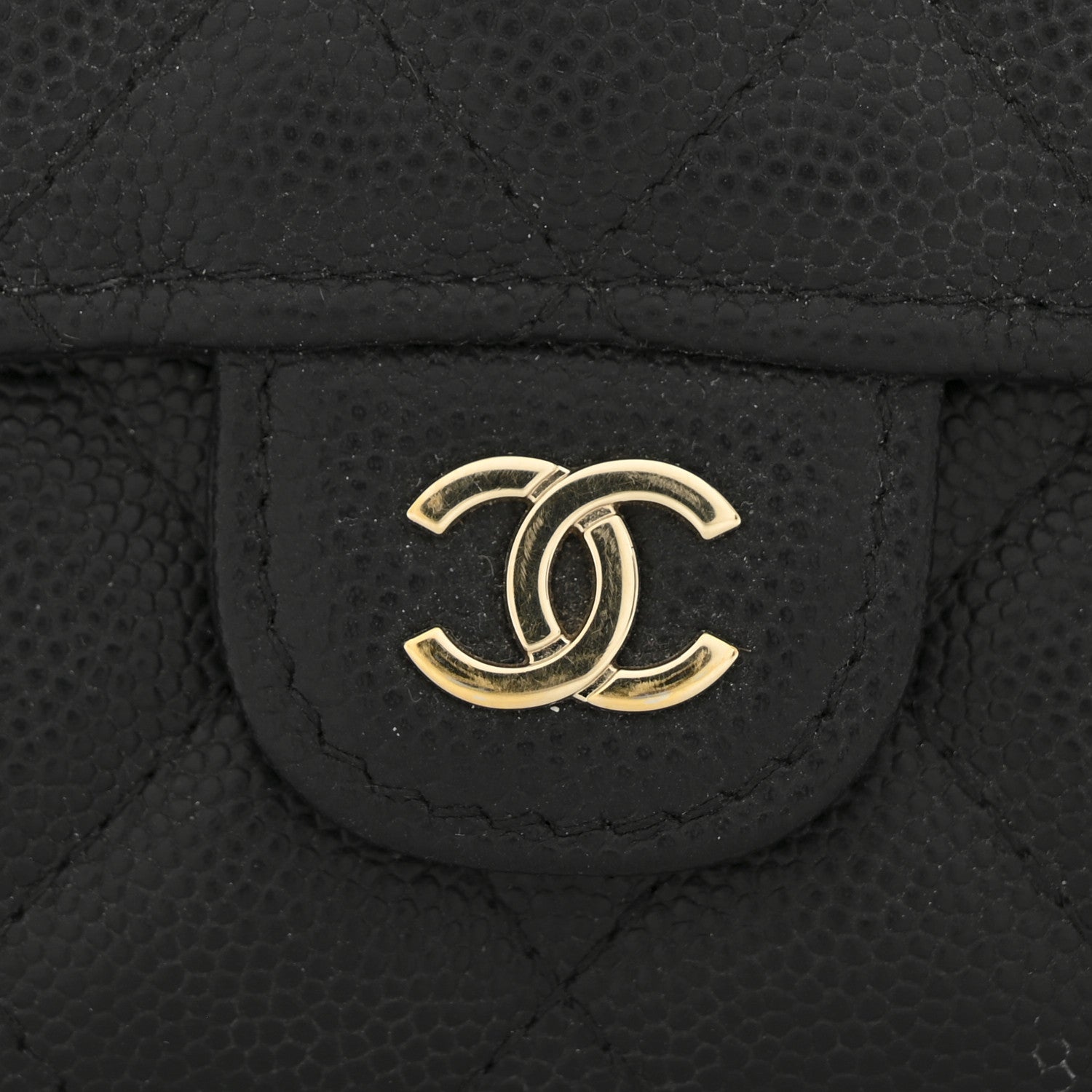 Caviar Quilted Medium Flap Wallet Black