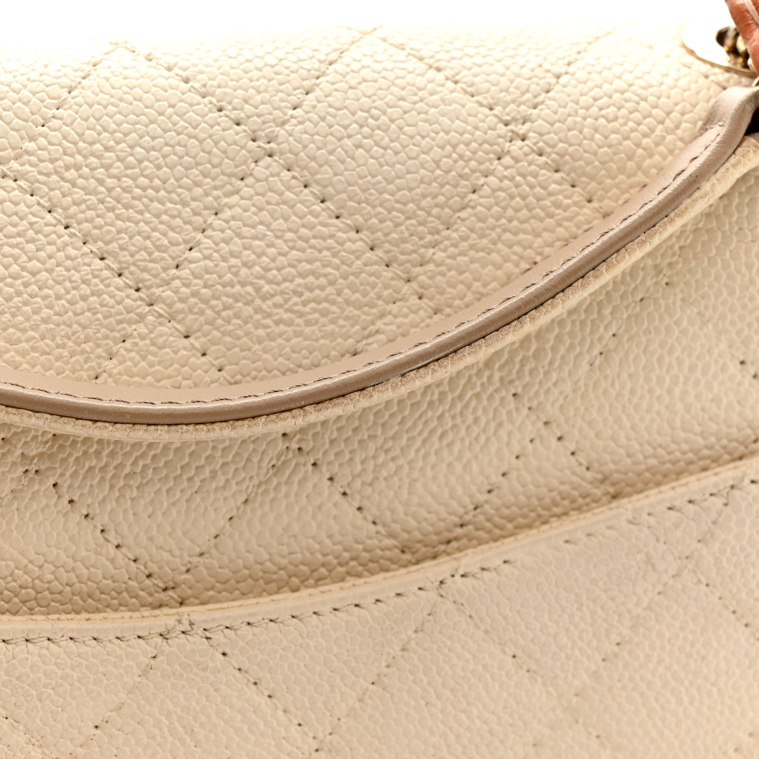 Chanel Grained Calfskin Quilted Small Cuba Top Handle Flap White