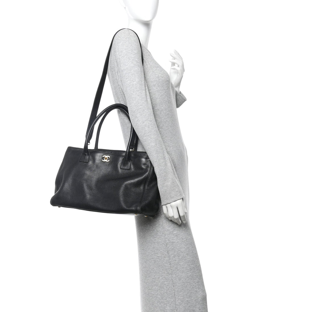 Chanel Calfskin Cerf Executive Shopper Tote Black