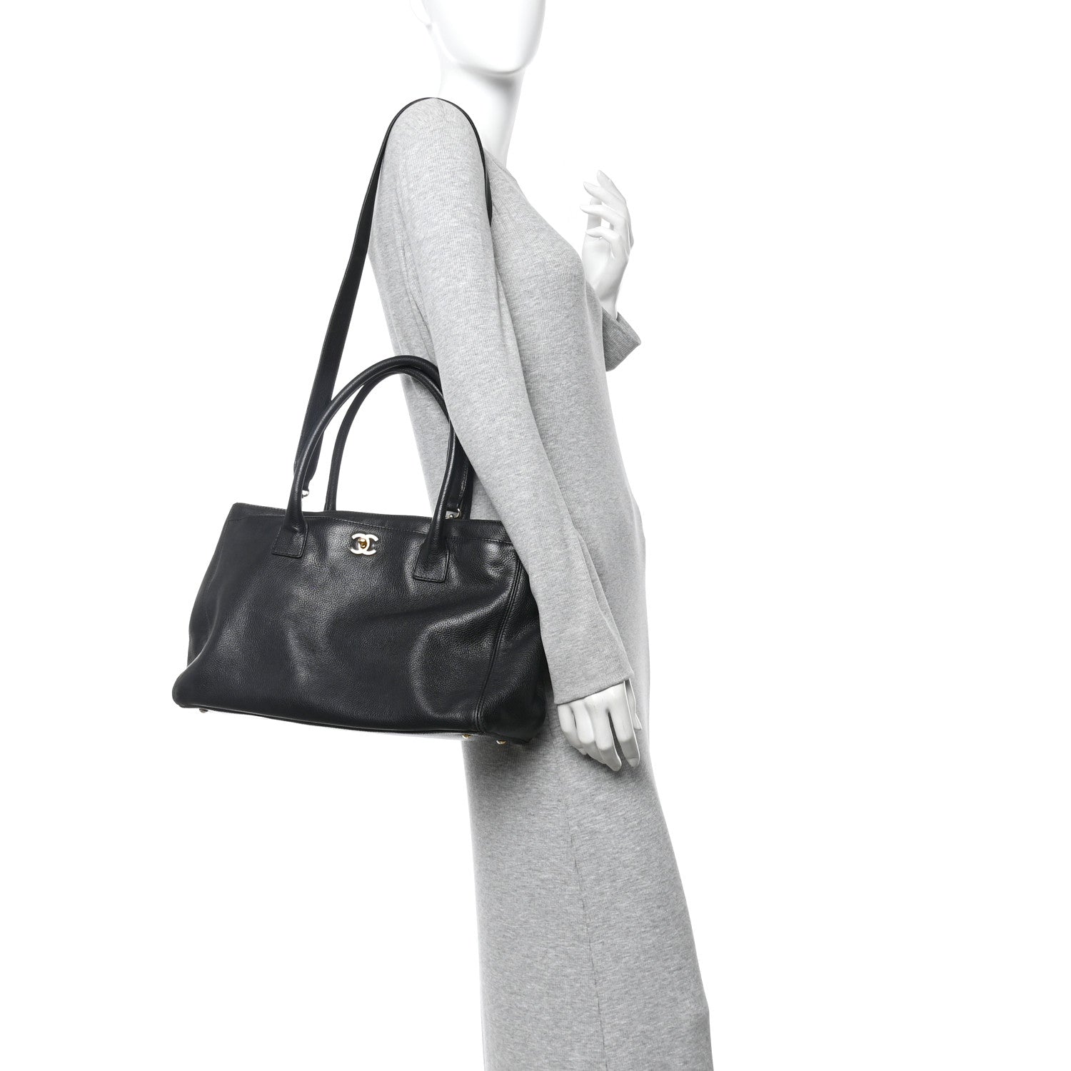 Chanel Calfskin Cerf Executive Shopper Tote Black
