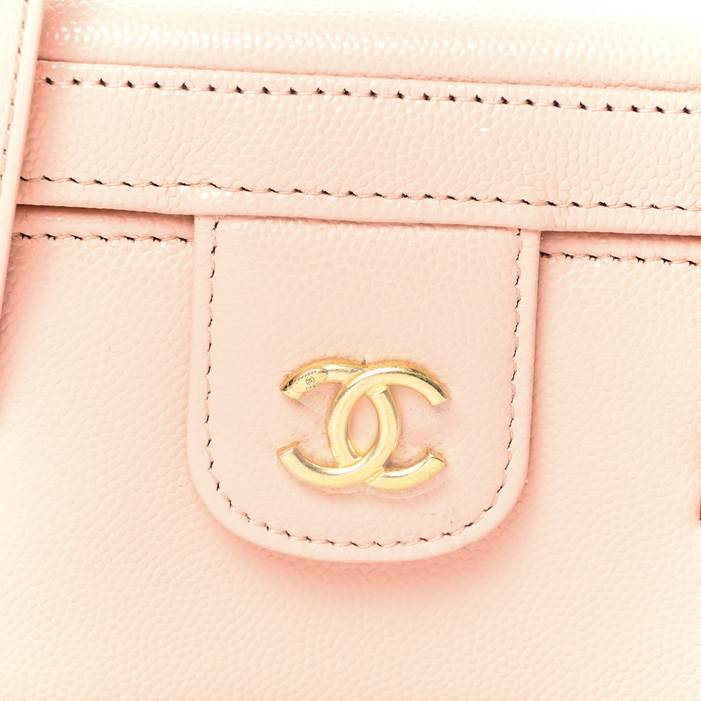 Chanel Shiny Caviar Preppy Coco Long Vanity With Strap Light Pink