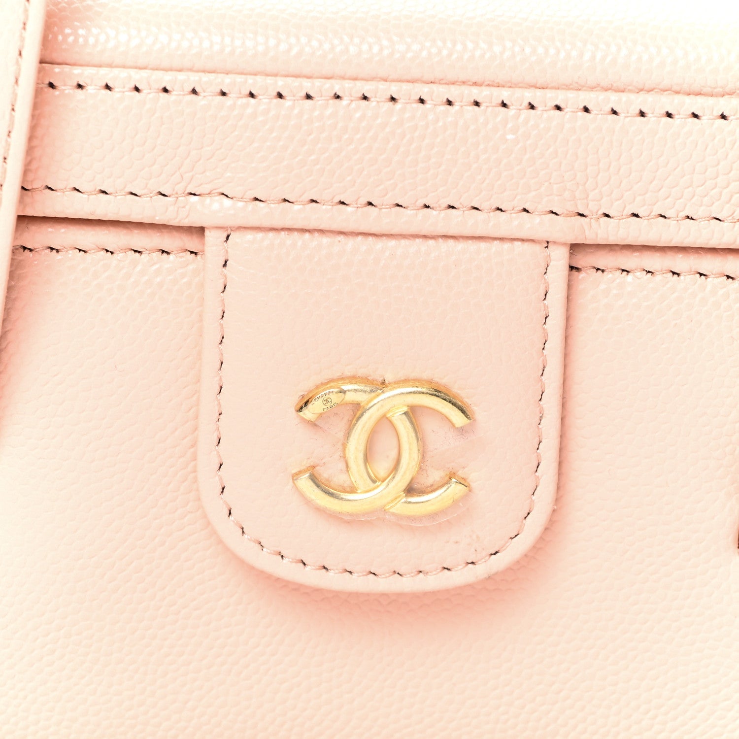 Chanel Shiny Caviar Preppy Coco Long Vanity With Strap Light Pink